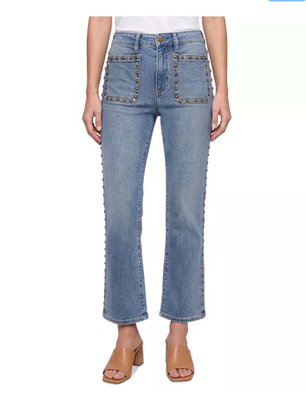 Liverpool Jeans Company Light Blue Straight-Leg Stud Trim Jeans